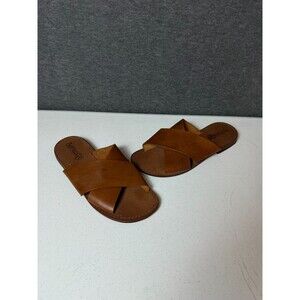 BottegaRo Men’s Crossover Leather Slide Sandals Brown Sz 44 (11.5US) Italy made